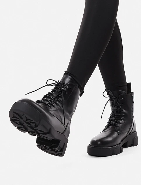 Женские ботинки кожаные черные - фото 1 - Miraton