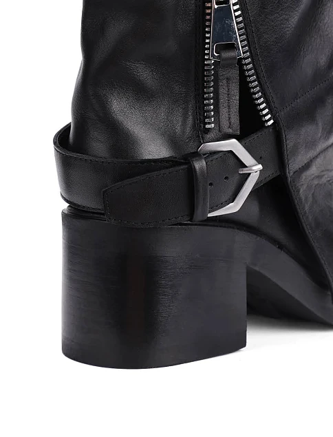 Женские сапоги Strategia кожаные черные - фото 2 - Miraton