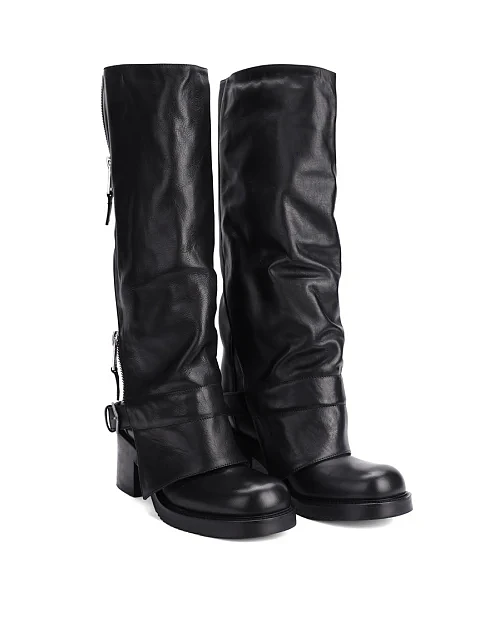 Женские сапоги Strategia кожаные черные - фото 3 - Miraton