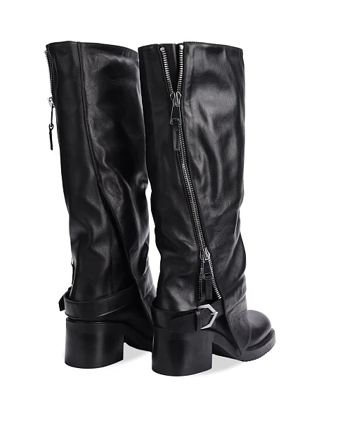 Женские сапоги Strategia кожаные черные - фото 4 - Miraton