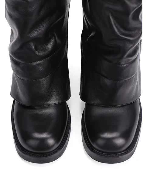 Женские сапоги Strategia кожаные черные - фото 5 - Miraton