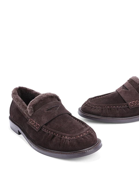 Женские туфли MIRATON велюровые коричневые - фото 5 - Miraton