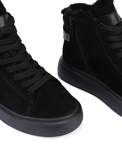 Женские ботинки из нубука черные - фото 5 - Miraton