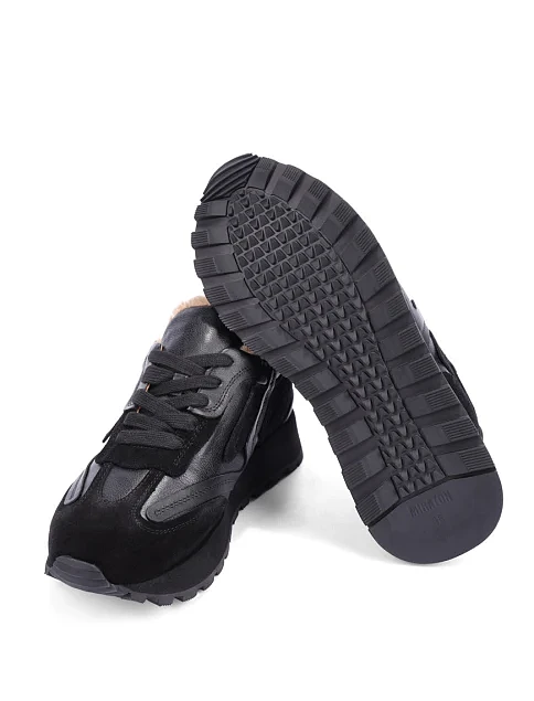 Женские кроссовки MIRATON кожаные черные - фото 2 - Miraton