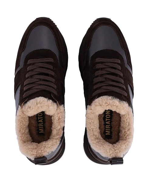 Женские кроссовки MIRATON кожаные коричневые - фото 2 - Miraton