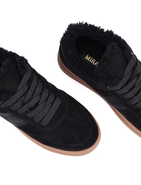 Женские кеды велюровые черные - фото 5 - Miraton