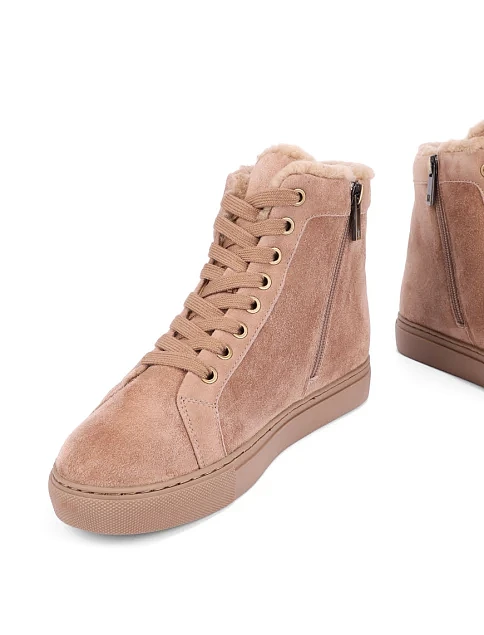 Женские ботинки велюровые бежевые - фото 2 - Miraton