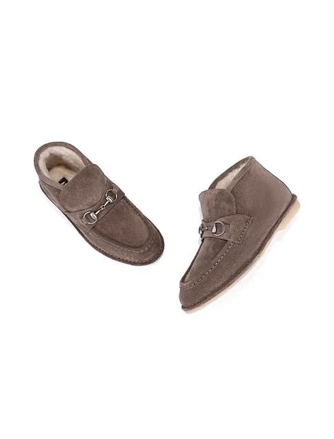 Женские ботинки лоферы Attizzare велюровые серые - фото 2 - Miraton