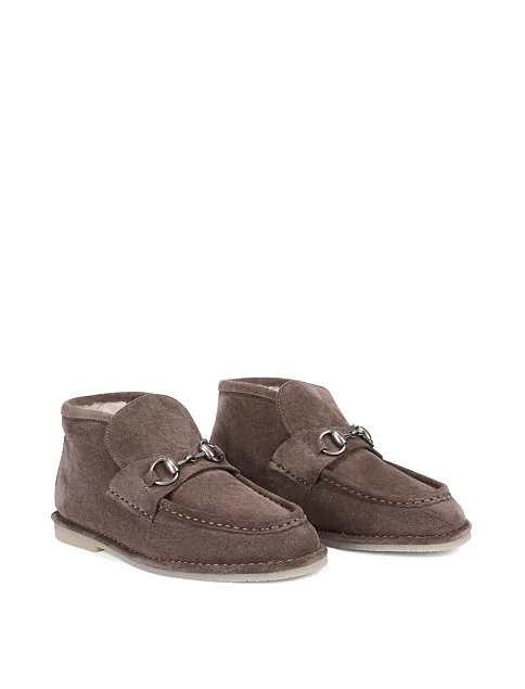 Женские ботинки лоферы Attizzare велюровые серые - фото 3 - Miraton