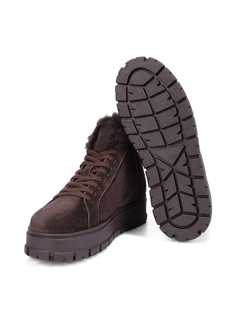 Женские ботинки велюровые коричневые - фото 2 - Miraton