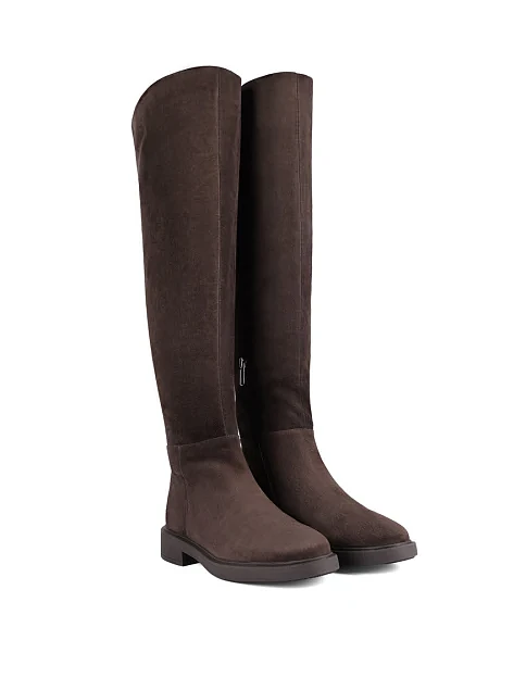 Женские ботфорты велюровые коричневые - фото 3 - Miraton