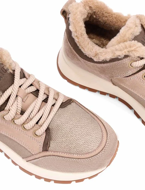 Женские кроссовки MIRATON велюровые бежевые - фото 5 - Miraton