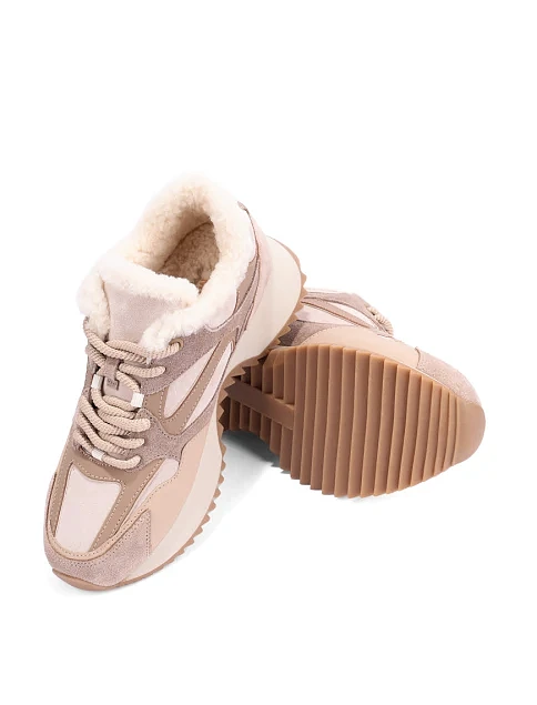 Женские кроссовки MIRATON велюровые бежевые - фото 2 - Miraton