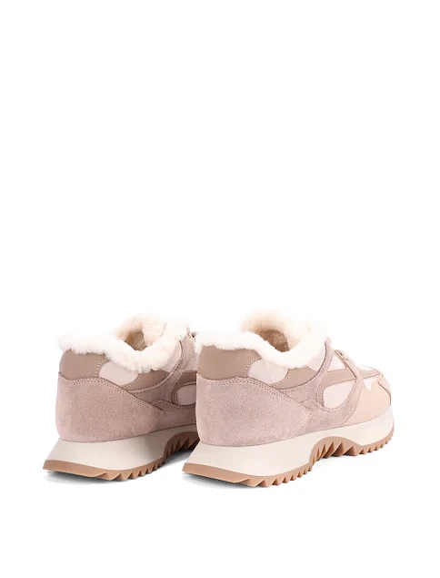 Женские кроссовки MIRATON велюровые бежевые - фото 4 - Miraton