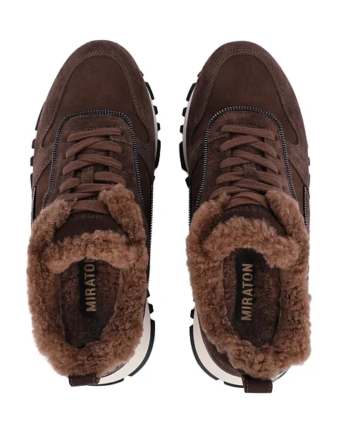 Женские кроссовки велюровые коричневые - фото 2 - Miraton