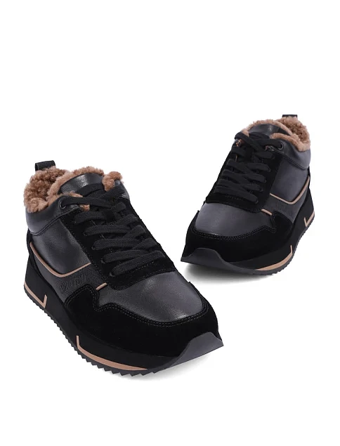 Женские кроссовки кожаные черные - фото 5 - Miraton