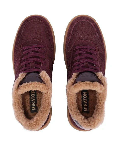 Женские кеды MIRATON велюровые бордовые - фото 2 - Miraton