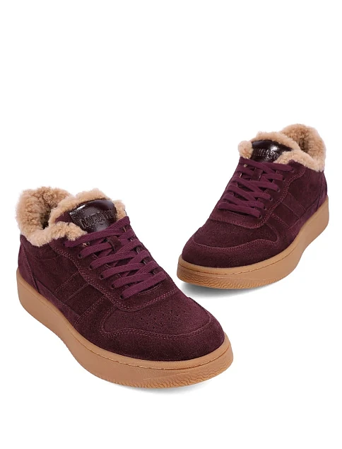 Женские кеды MIRATON велюровые бордовые - фото 5 - Miraton