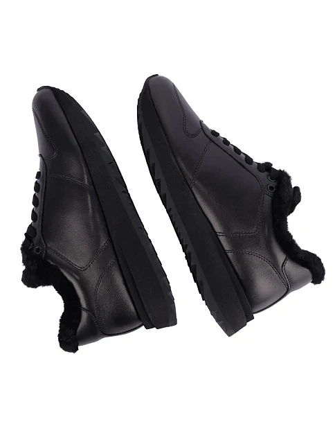 Женские кроссовки кожаные черные - фото 2 - Miraton