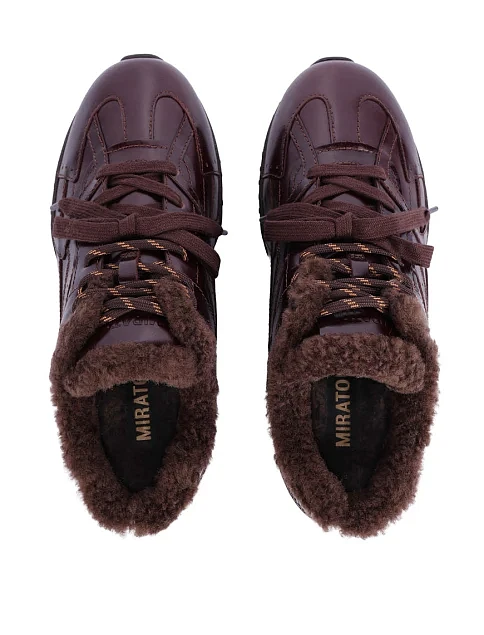 Женские кроссовки MIRATON кожаные бордовые - фото 3 - Miraton