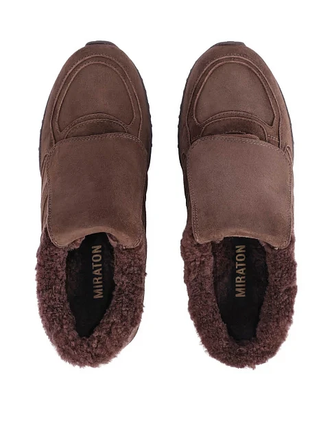 Женские кроссовки велюровые коричневые - фото 2 - Miraton