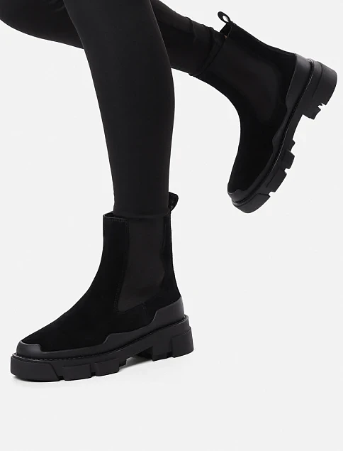 Женские ботинки челси MIRATON велюровые черные - фото 1 - Miraton