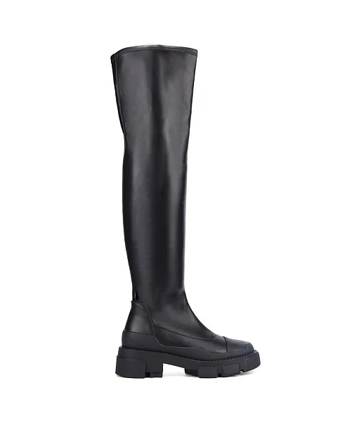 Женские ботфорты MIRATON кожаные черные - фото 1 - Miraton