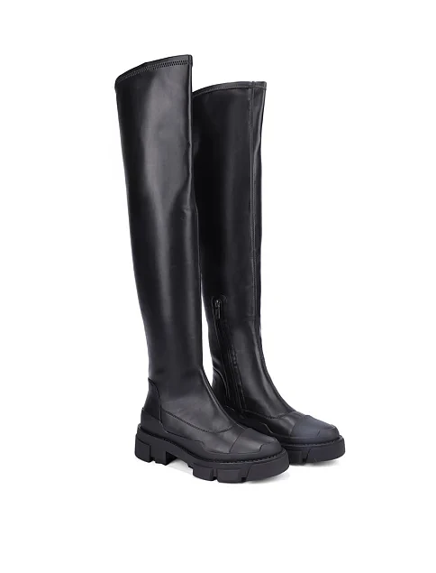 Женские ботфорты MIRATON кожаные черные - фото 3 - Miraton