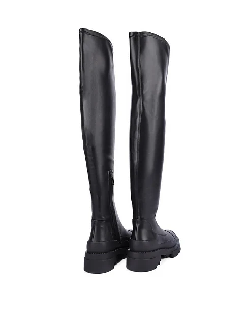 Женские ботфорты MIRATON кожаные черные - фото 4 - Miraton