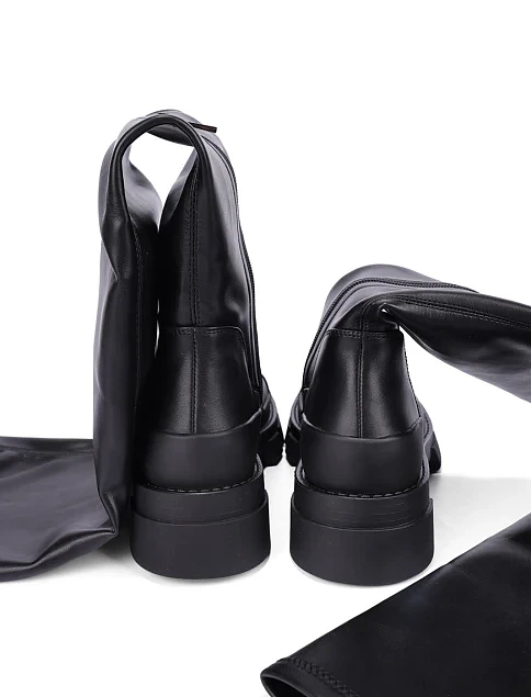 Женские ботфорты MIRATON кожаные черные - фото 5 - Miraton