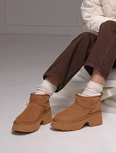 Женские угги MIRATON велюровые бежевые - фото 2 - Miraton