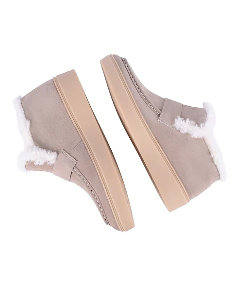 Женские ботинки лоферы Attizzare велюровые бежевые - фото 3 - Miraton