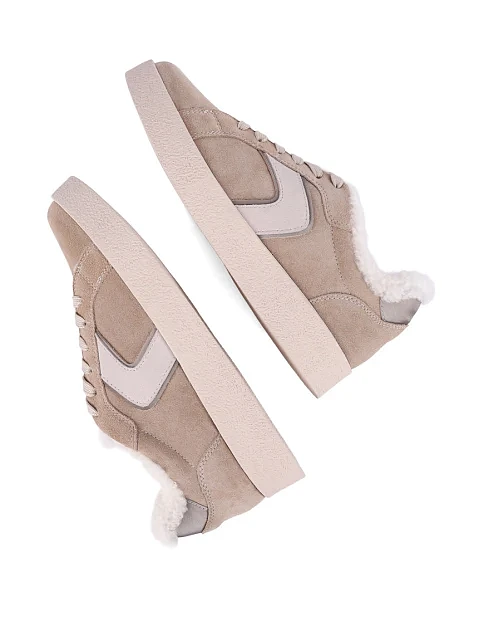 Женские кеды MIRATON велюровые бежевые - фото 5 - Miraton