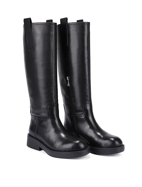 Женские сапоги кожаные черные - фото 3 - Miraton