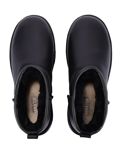 Женские угги кожаные черные - фото 2 - Miraton