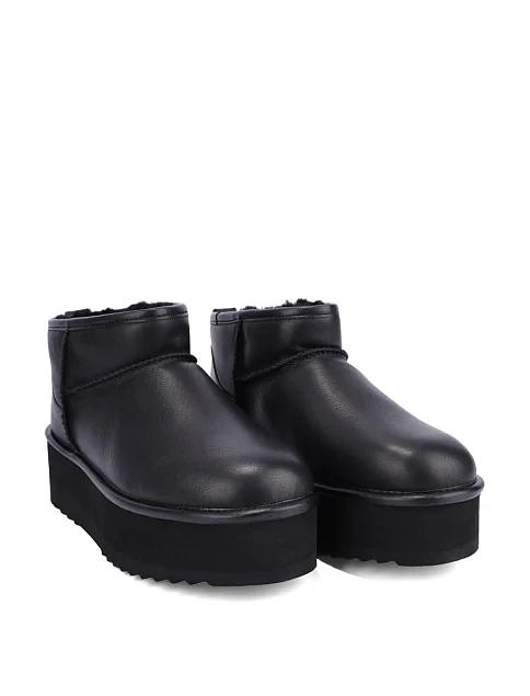 Женские угги кожаные черные - фото 3 - Miraton