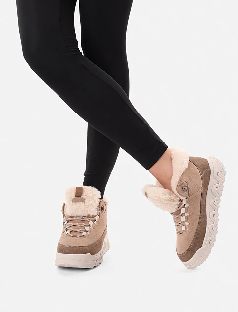 Женские ботинки велюровые бежевые - фото 1 - Miraton