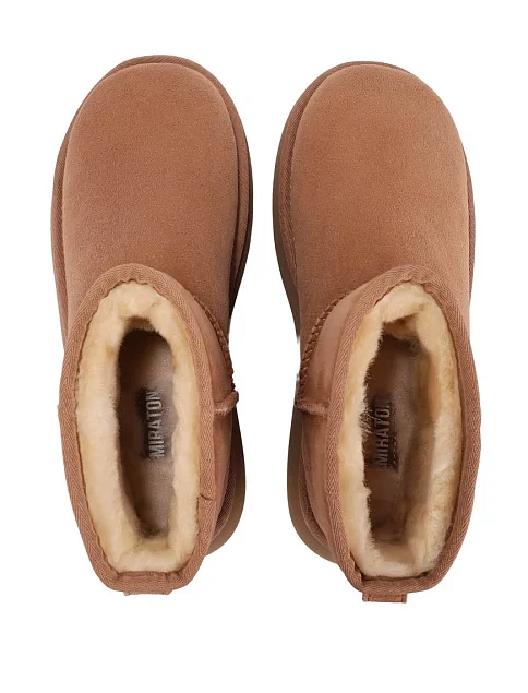 Женские угги из дубленки бежевые - фото 2 - Miraton