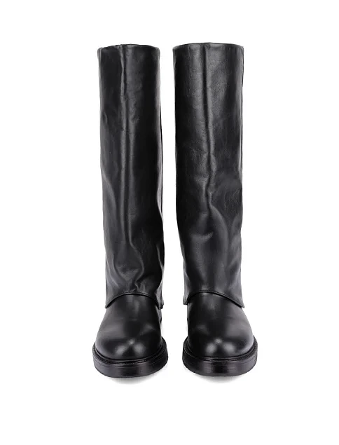 Женские сапоги кожаные черные - фото 2 - Miraton