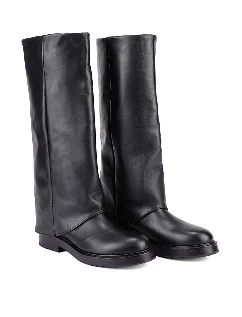 Женские сапоги кожаные черные - фото 3 - Miraton