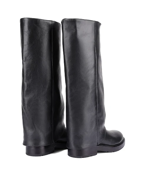 Женские сапоги кожаные черные - фото 4 - Miraton