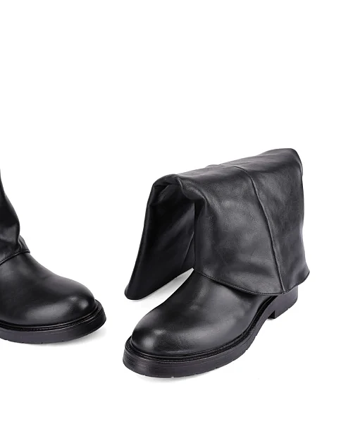 Женские сапоги кожаные черные - фото 5 - Miraton