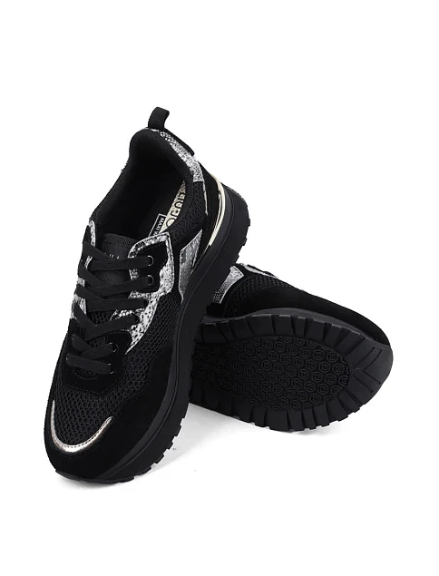 Женские кроссовки LIU JO кожаные черные - фото 2 - Miraton