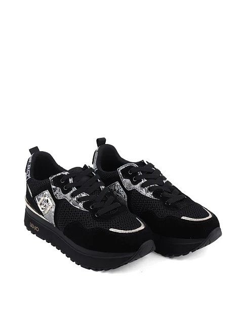 Женские кроссовки LIU JO кожаные черные - фото 3 - Miraton