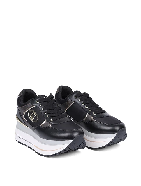 Женские кроссовки LIU JO кожаные черные - фото 3 - Miraton