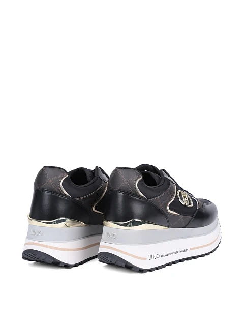 Женские кроссовки LIU JO кожаные черные - фото 4 - Miraton