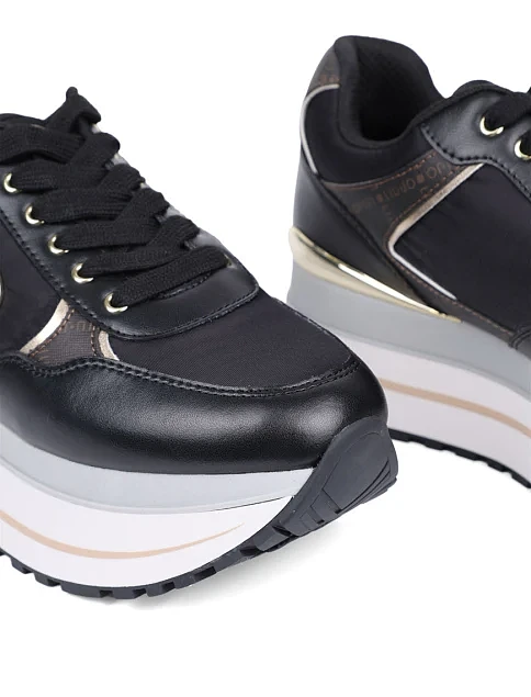 Женские кроссовки LIU JO кожаные черные - фото 5 - Miraton