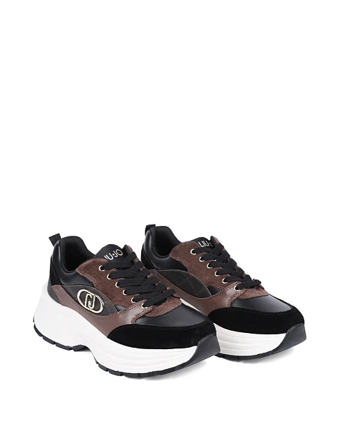 Женские кроссовки LIU JO кожаные коричневые - фото 3 - Miraton