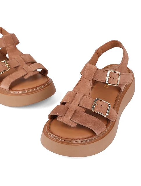 Жіночі сандалі велюрові бежеві - фото 2 - Miraton