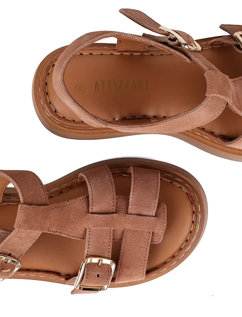 Жіночі сандалі велюрові бежеві - фото 5 - Miraton